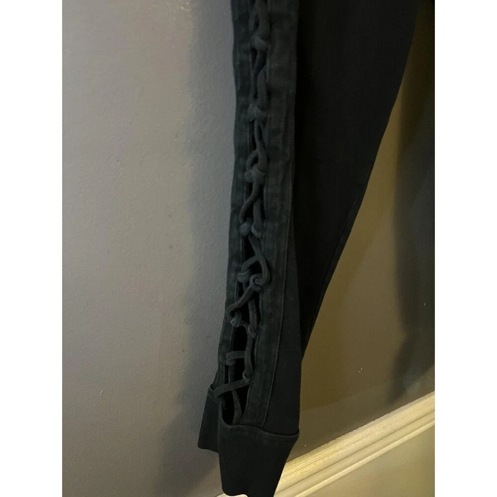 PINK Victoria's Secret Leggings Womens Medium Black Yoga Lattice Cutout - Picture 4 of 8